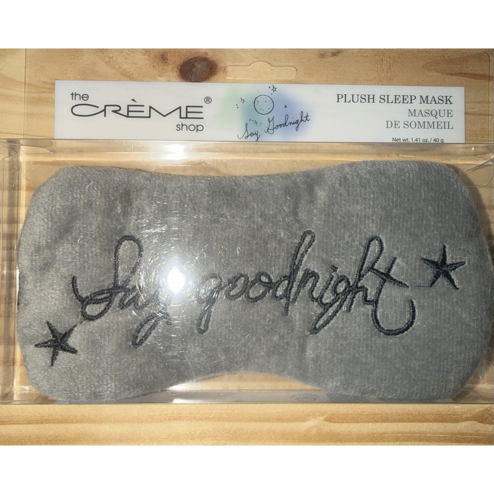 NEW THE CREME SHOP Say Goodnight Gray Plush Sleep Mask‎